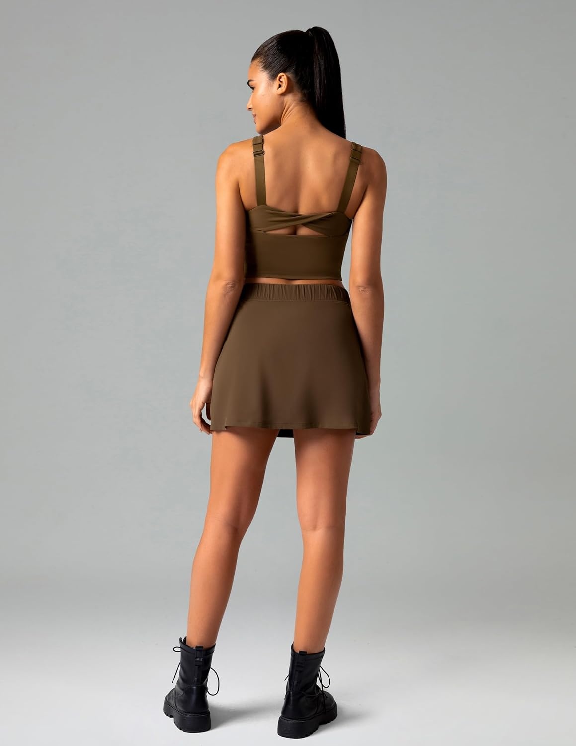 image:imageColorfulkoala Skirts for Women High Waisted A Line Tennis Golf Athletic Casual Mini Skorts with Pockets and Builtin ShortsCocoa
