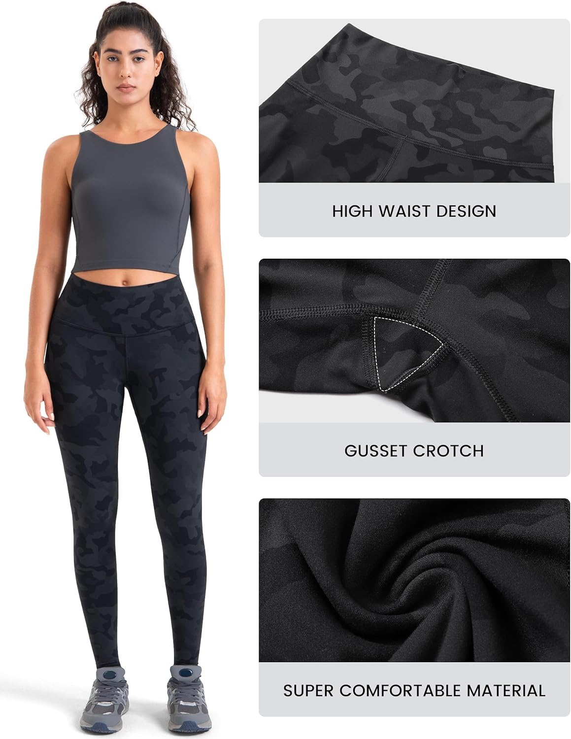 image:imageColorfulkoala Womens Dreamlux High Waisted Workout Leggings 25 28 Inseam Yoga PantsGrey Camouflage