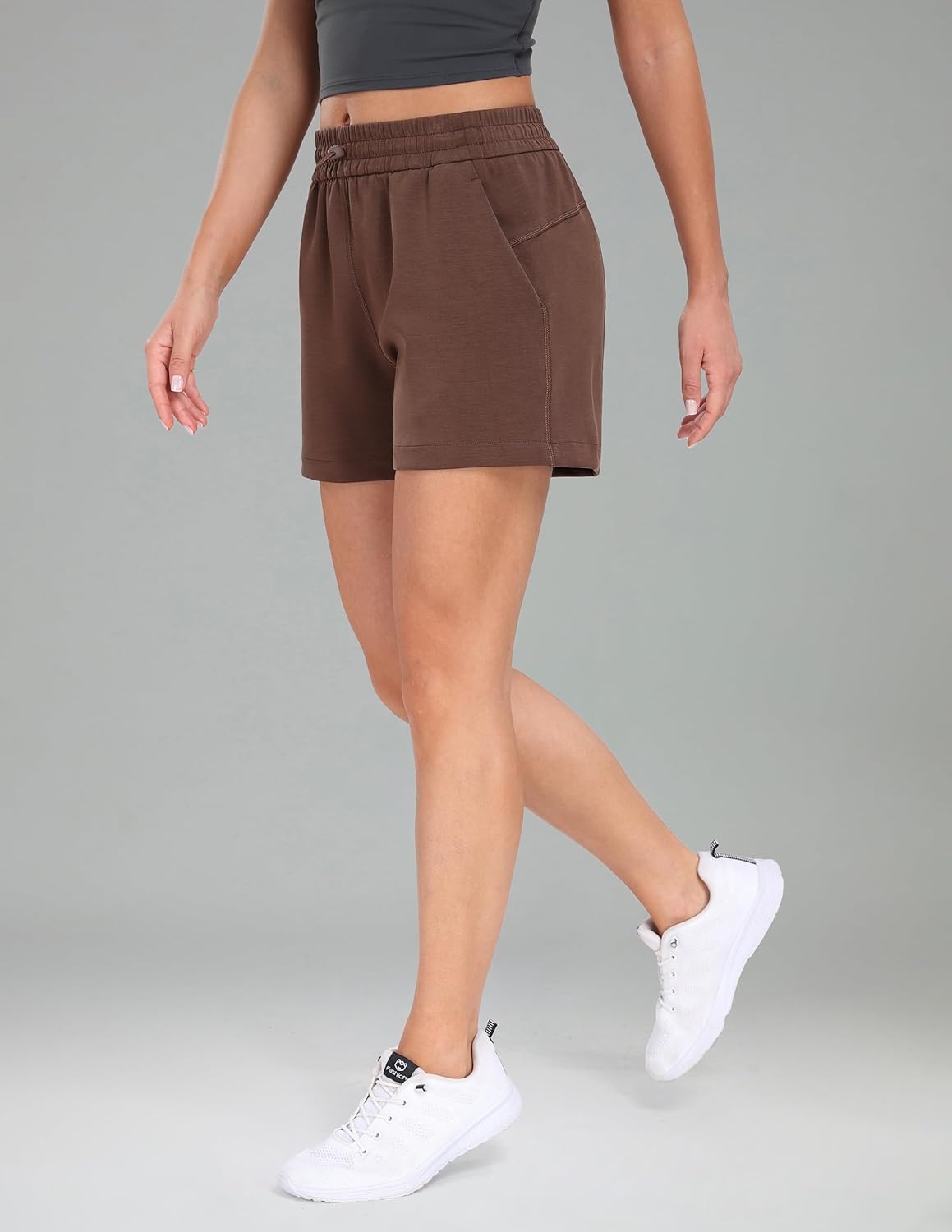image:imageColorfulkoala Womens High Waisted Ultra Soft Athletic Modal Shorts Casual Summer Lounge Pants with PocketsCocoa