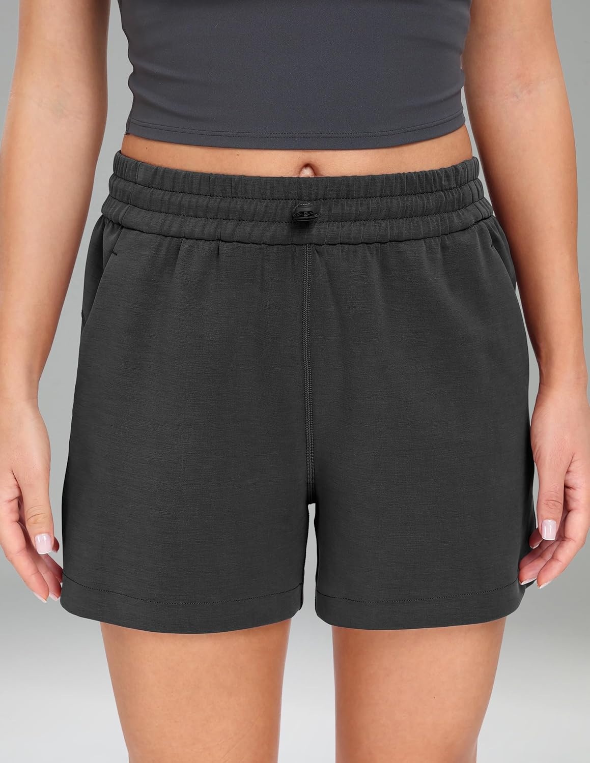image:imageColorfulkoala Womens High Waisted Ultra Soft Athletic Modal Shorts Casual Summer Lounge Pants with PocketsDark Carbon