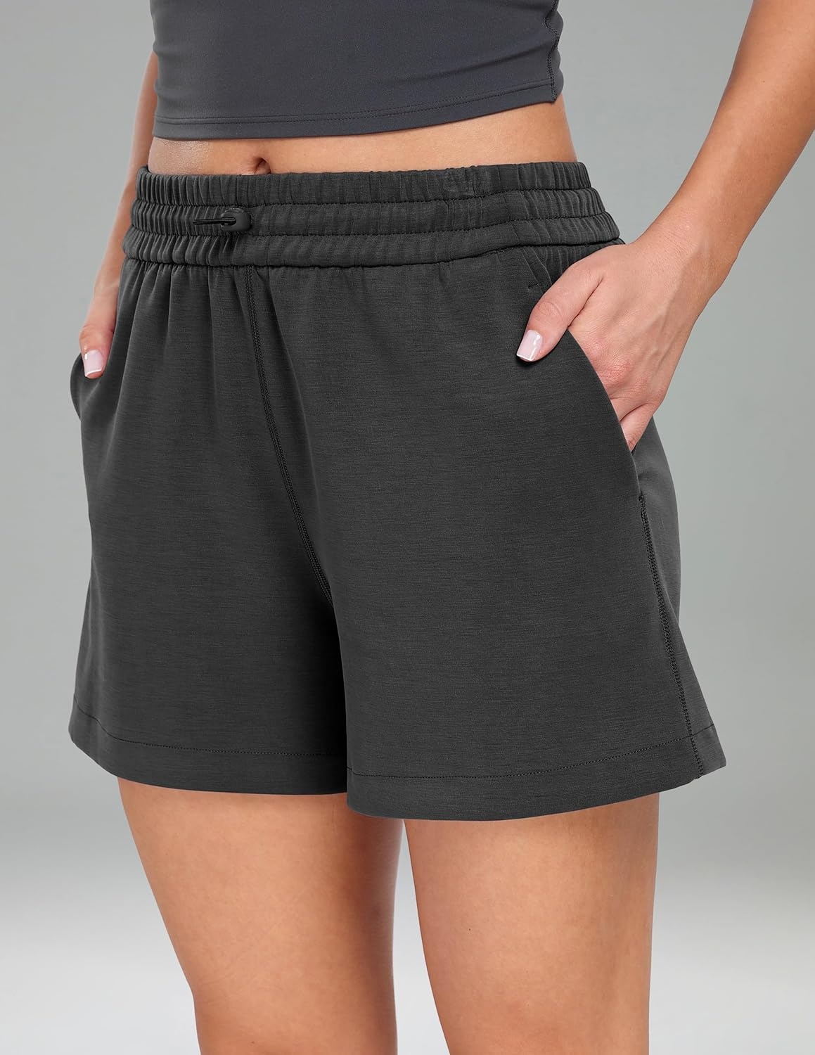 image:imageColorfulkoala Womens High Waisted Ultra Soft Athletic Modal Shorts Casual Summer Lounge Pants with PocketsDark Carbon