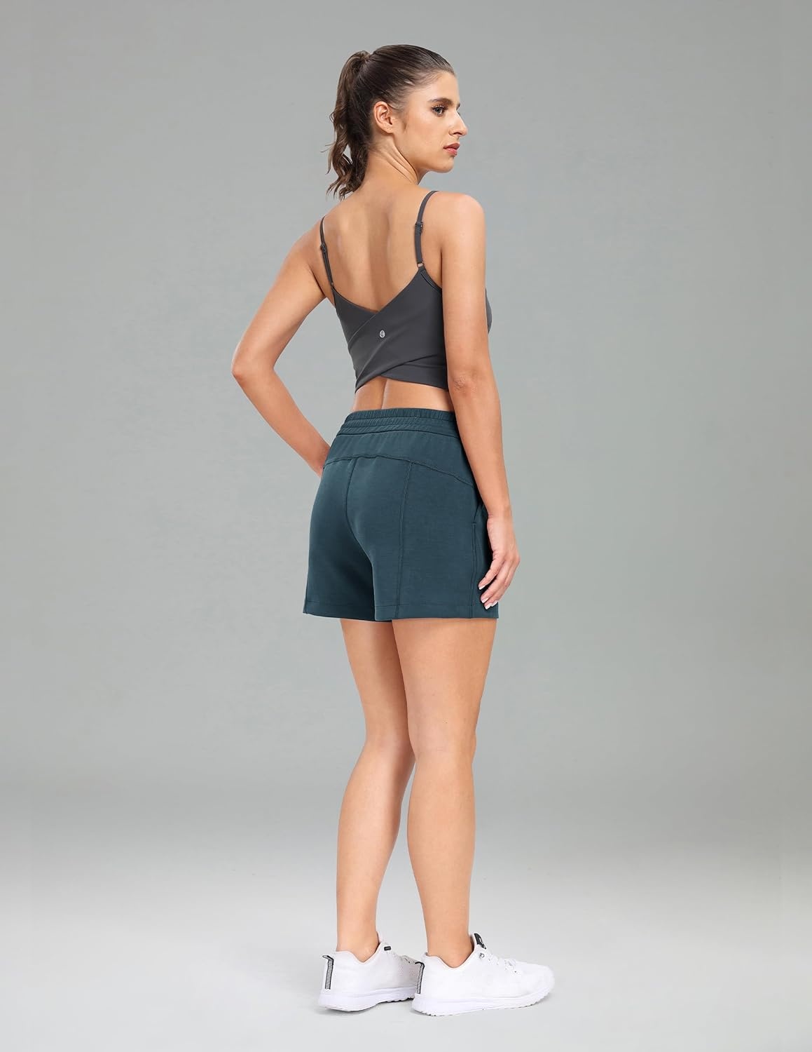 image:imageColorfulkoala Womens High Waisted Ultra Soft Athletic Modal Shorts Casual Summer Lounge Pants with PocketsDark Jasper