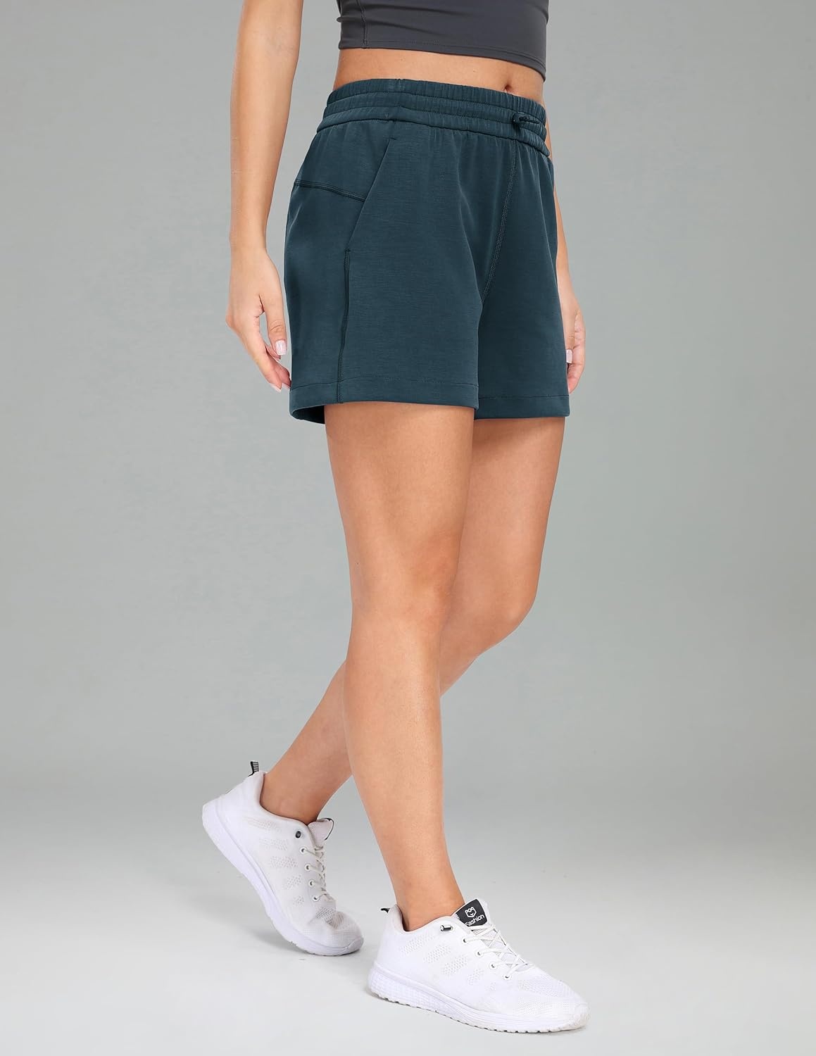 image:imageColorfulkoala Womens High Waisted Ultra Soft Athletic Modal Shorts Casual Summer Lounge Pants with PocketsDark Jasper