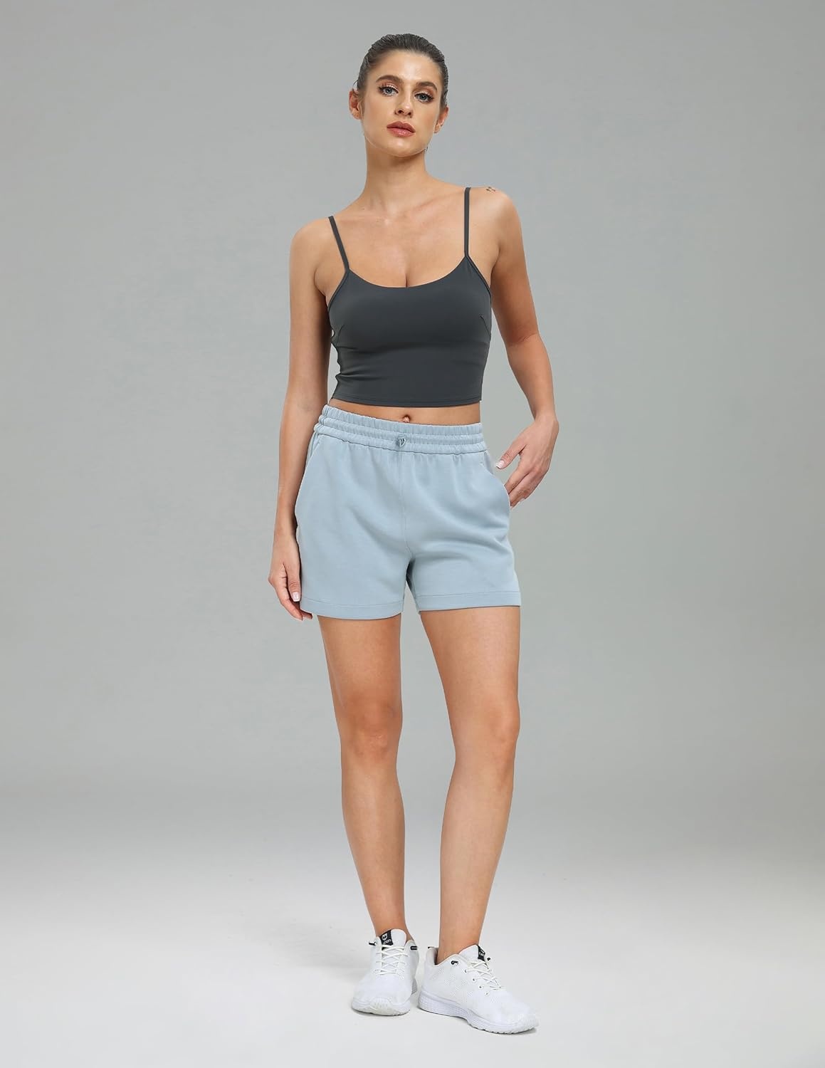 image:imageColorfulkoala Womens High Waisted Ultra Soft Athletic Modal Shorts Casual Summer Lounge Pants with PocketsFaded Denim
