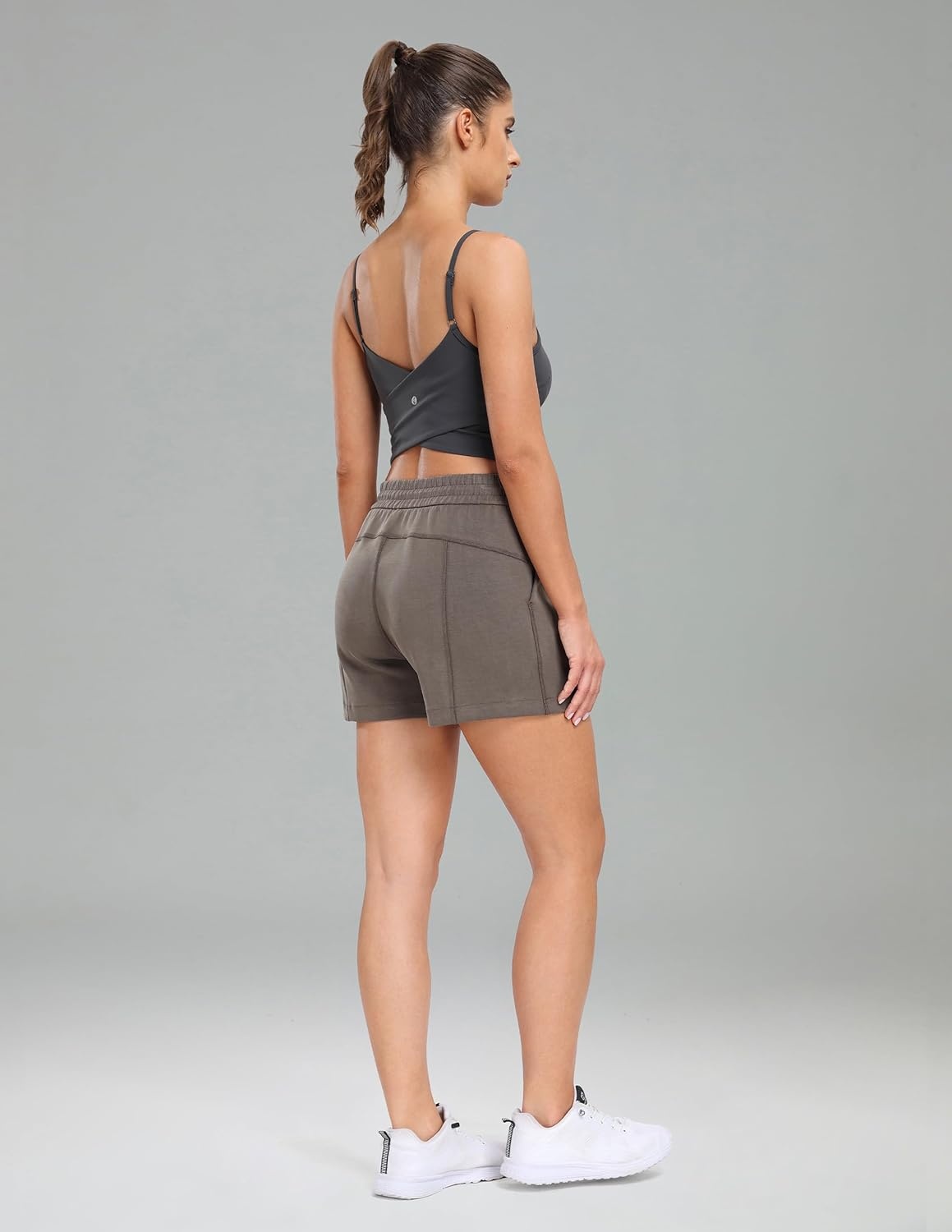 image:imageColorfulkoala Womens High Waisted Ultra Soft Athletic Modal Shorts Casual Summer Lounge Pants with PocketsMajor Brown