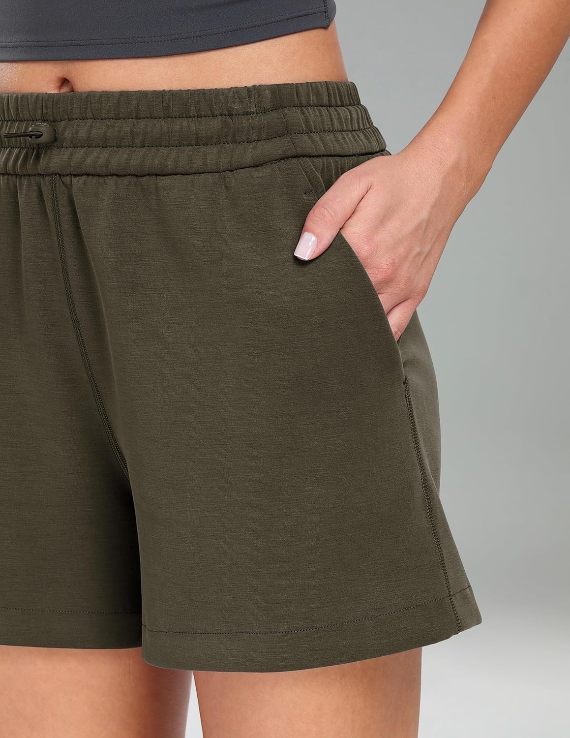 image:imageColorfulkoala Womens High Waisted Ultra Soft Athletic Modal Shorts Casual Summer Lounge Pants with PocketsOlive