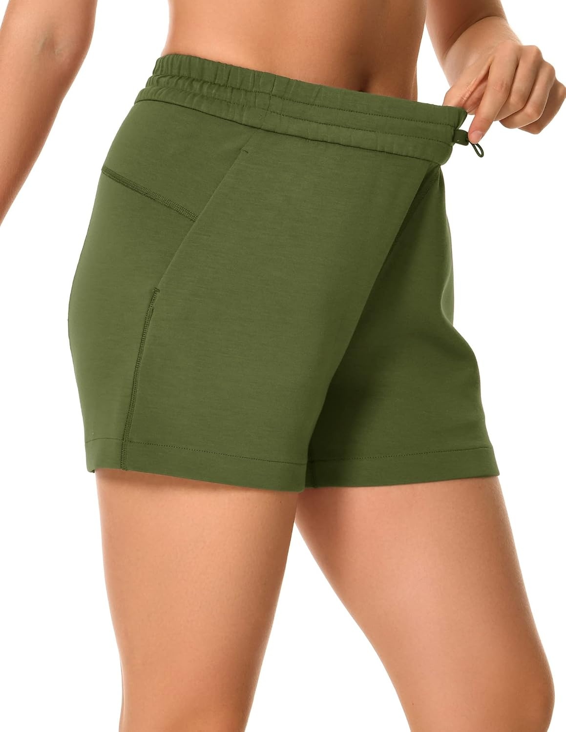 image:imageColorfulkoala Womens High Waisted Ultra Soft Athletic Modal Shorts Casual Summer Lounge Pants with PocketsOlive Green