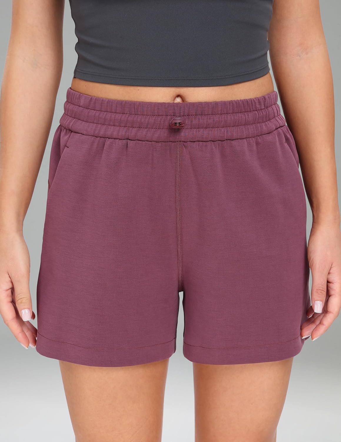 image:imageColorfulkoala Womens High Waisted Ultra Soft Athletic Modal Shorts Casual Summer Lounge Pants with PocketsPlum Red