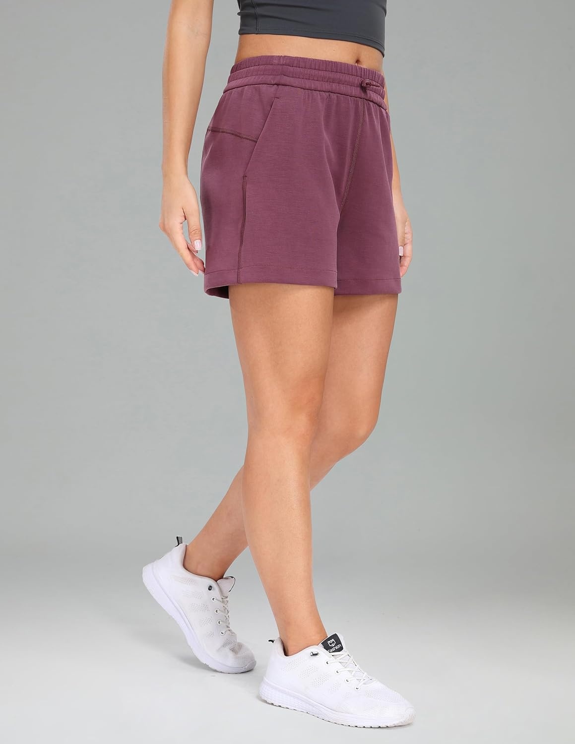 image:imageColorfulkoala Womens High Waisted Ultra Soft Athletic Modal Shorts Casual Summer Lounge Pants with PocketsPlum Red