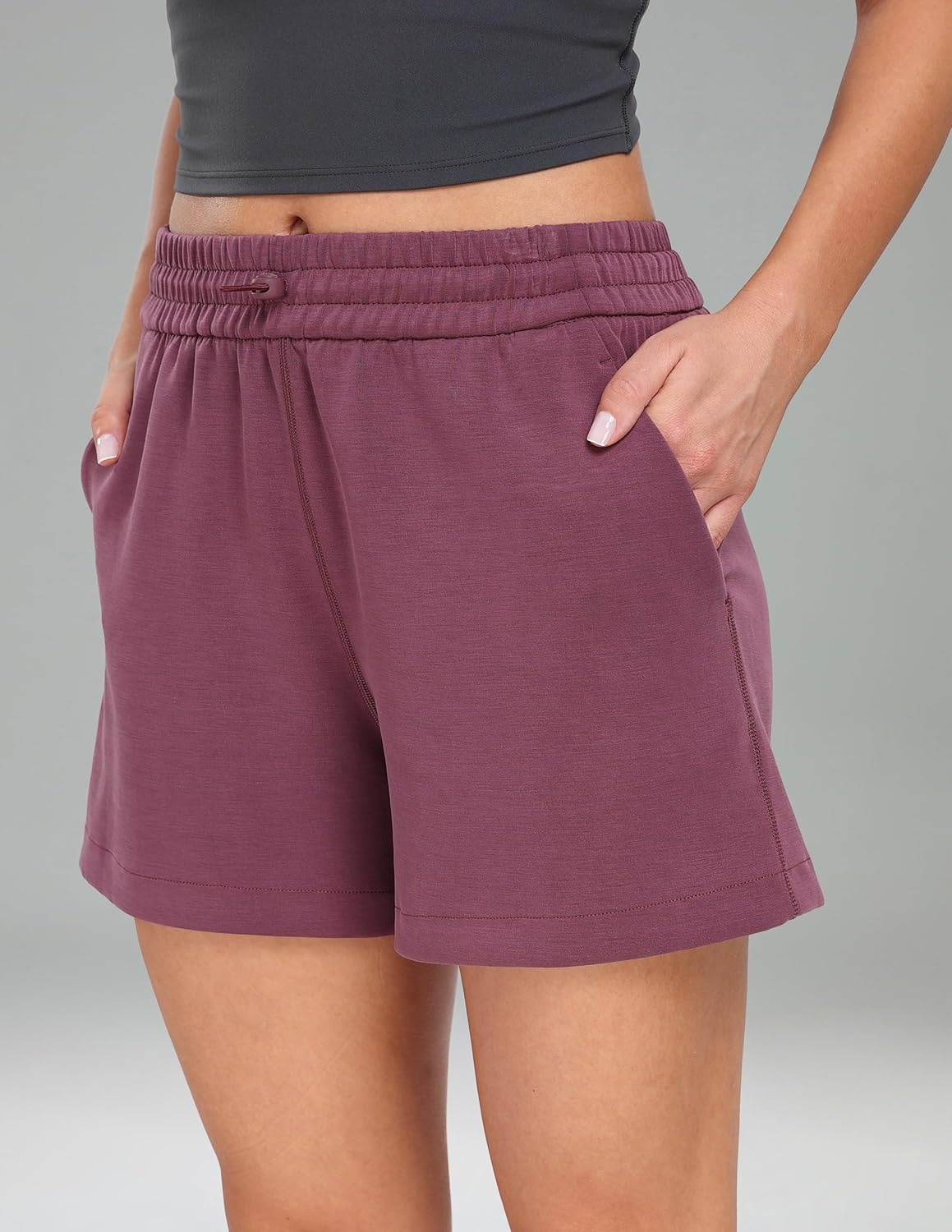 image:imageColorfulkoala Womens High Waisted Ultra Soft Athletic Modal Shorts Casual Summer Lounge Pants with PocketsPlum Red
