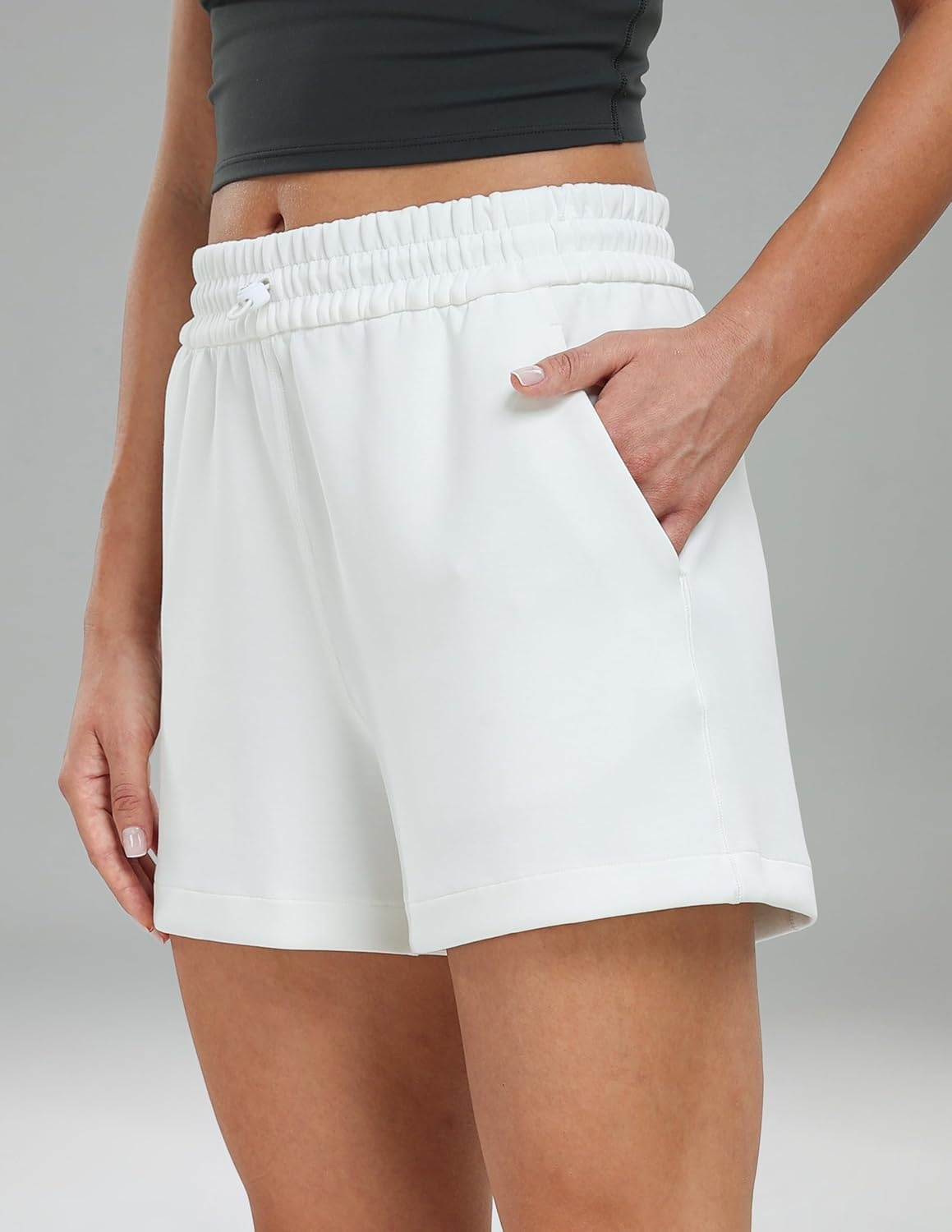 image:imageColorfulkoala Womens High Waisted Ultra Soft Athletic Modal Shorts Casual Summer Lounge Pants with PocketsWhite