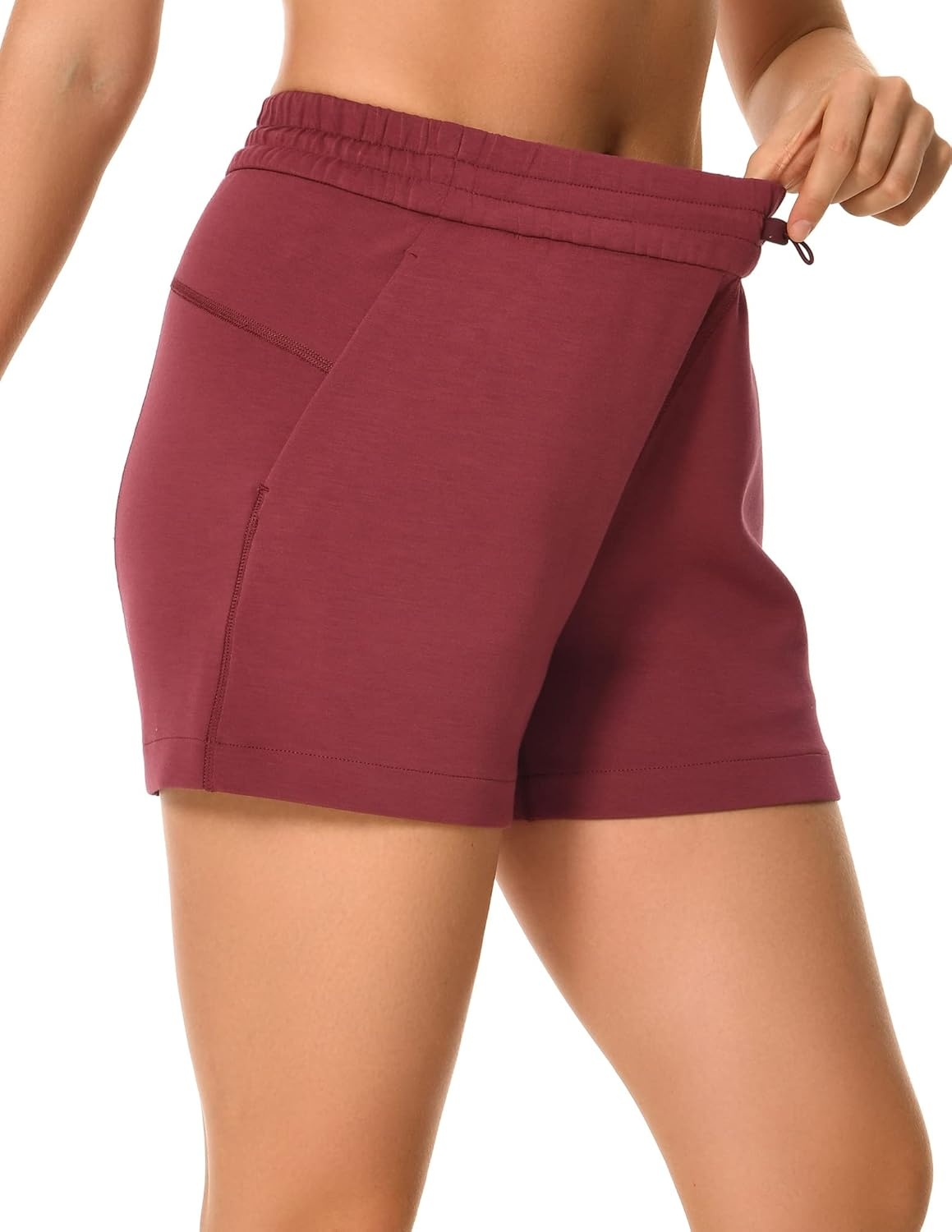 image:imageColorfulkoala Womens High Waisted Ultra Soft Athletic Modal Shorts Casual Summer Lounge Pants with PocketsWine Red