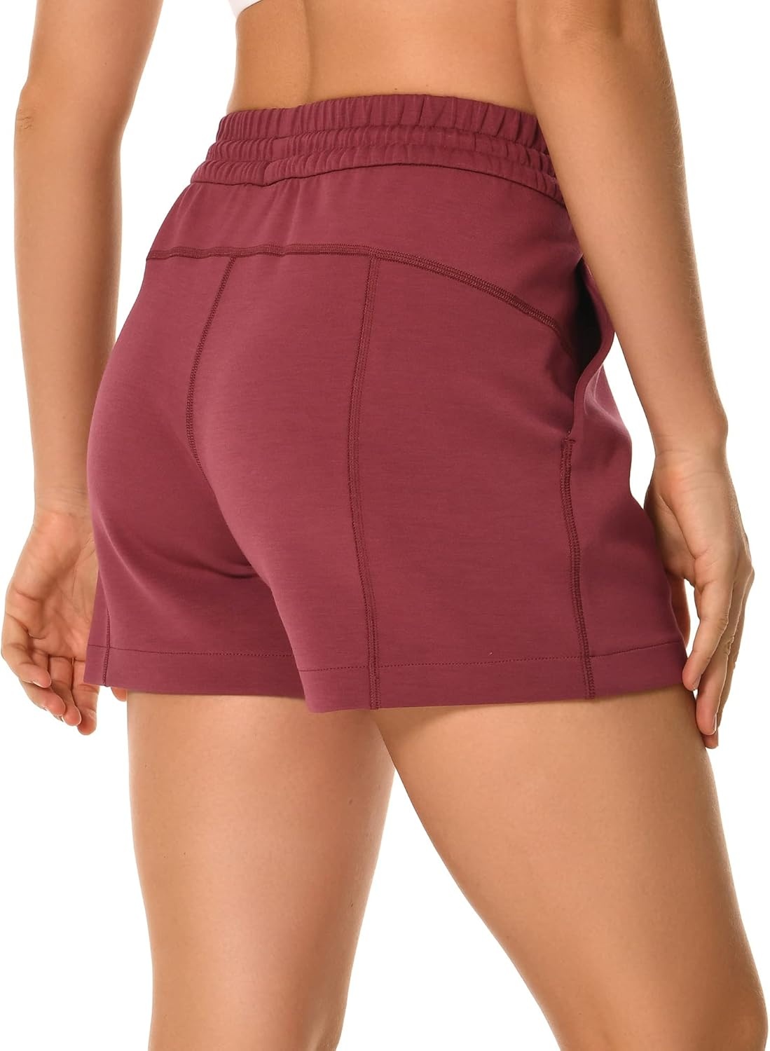 image:imageColorfulkoala Womens High Waisted Ultra Soft Athletic Modal Shorts Casual Summer Lounge Pants with PocketsWine Red