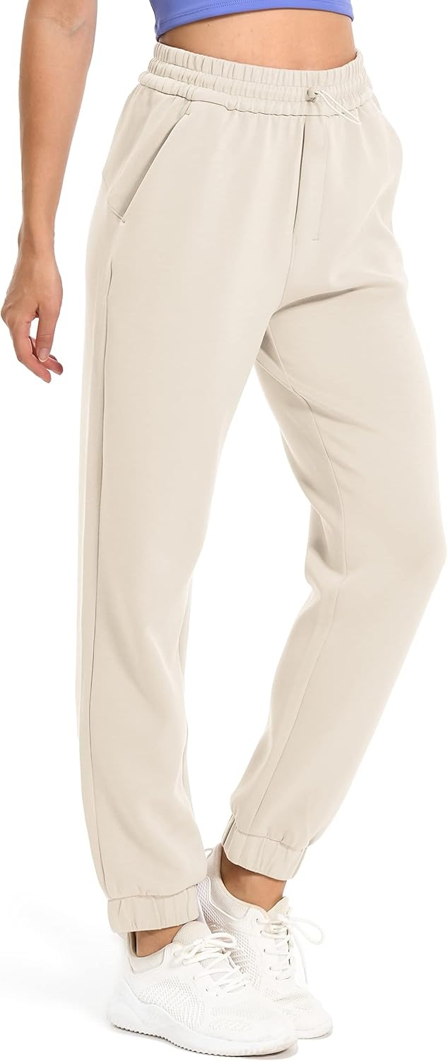image:imageColorfulkoala Womens High Waisted Ultra Soft Velvra Modal Joggers Running Sweatpants Casual Lounge Pants with PocketsIvory