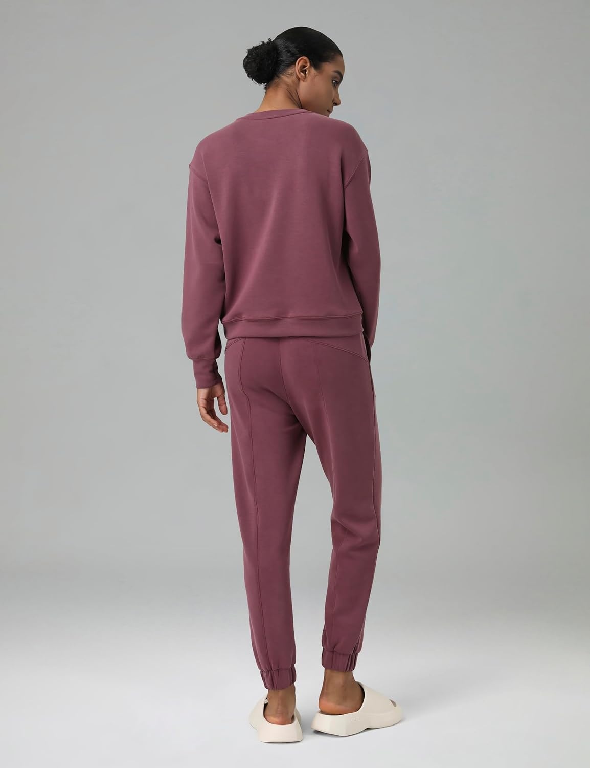 image:imageColorfulkoala Womens High Waisted Ultra Soft Velvra Modal Joggers Running Sweatpants Casual Lounge Pants with PocketsPlum Red