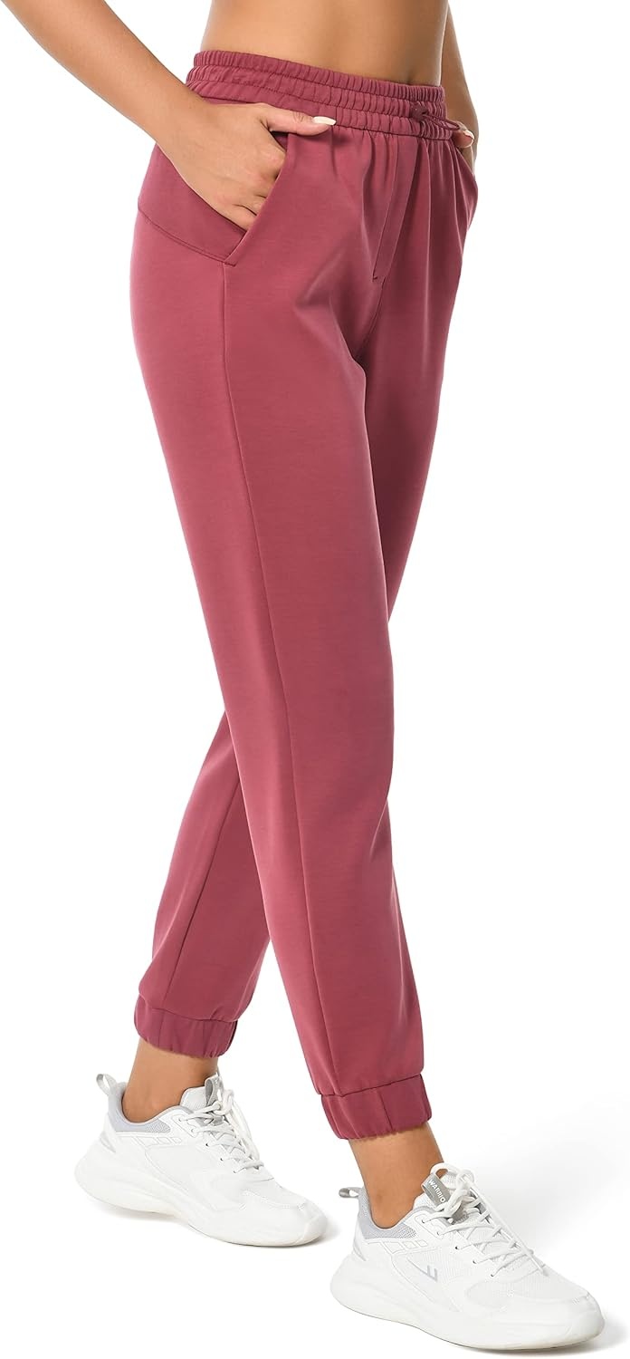 image:imageColorfulkoala Womens High Waisted Ultra Soft Velvra Modal Joggers Running Sweatpants Casual Lounge Pants with PocketsWine Red