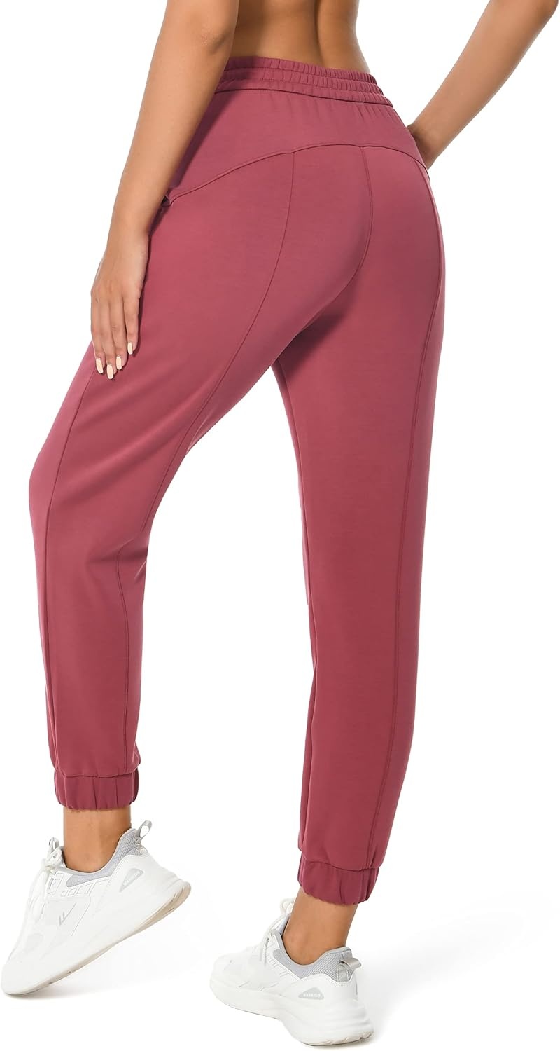 image:imageColorfulkoala Womens High Waisted Ultra Soft Velvra Modal Joggers Running Sweatpants Casual Lounge Pants with PocketsWine Red