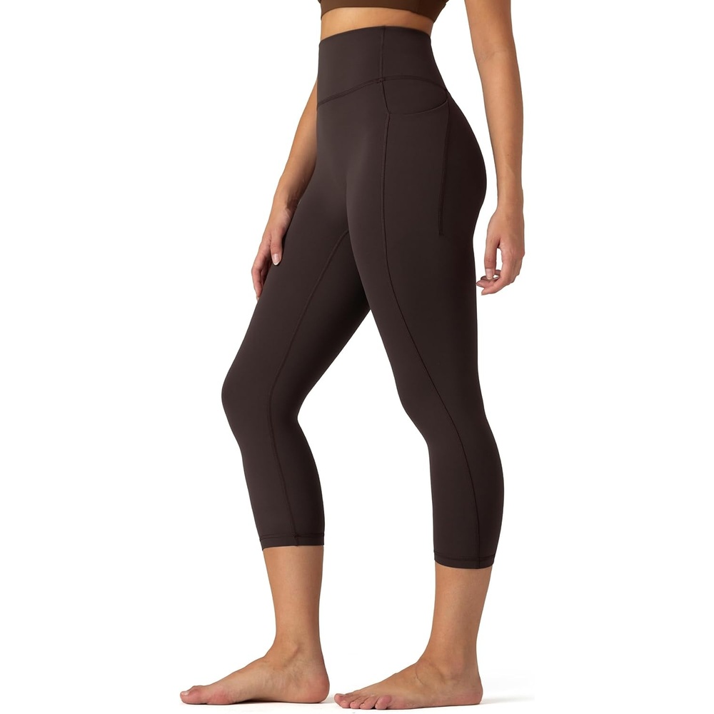 image:imageColorfulkoala Dreamlux No Front Seam Capri Leggings with Pockets for Women High Waisted 21 Buttery Soft Yoga PantsEspresso