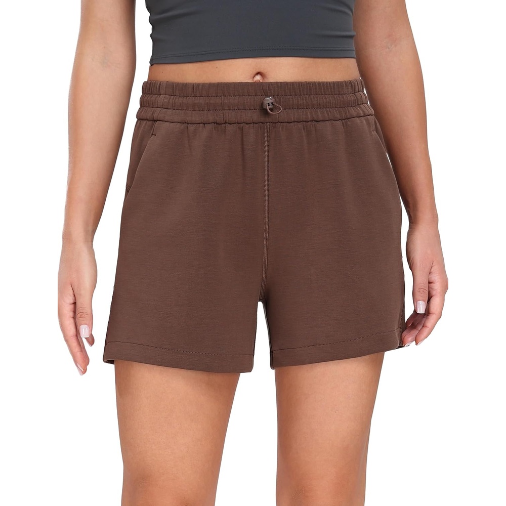 image:imageColorfulkoala Womens High Waisted Ultra Soft Athletic Modal Shorts Casual Summer Lounge Pants with PocketsCocoa