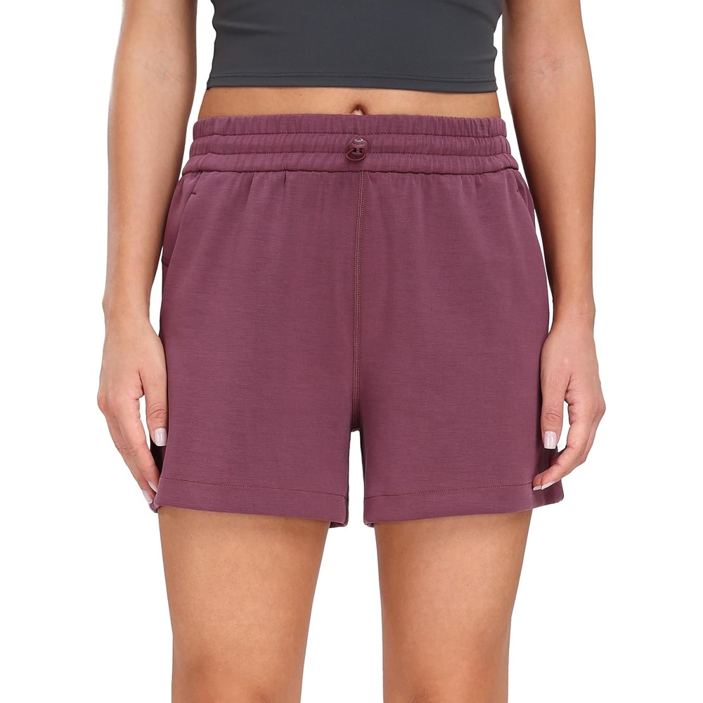 image:imageColorfulkoala Womens High Waisted Ultra Soft Athletic Modal Shorts Casual Summer Lounge Pants with PocketsPlum Red