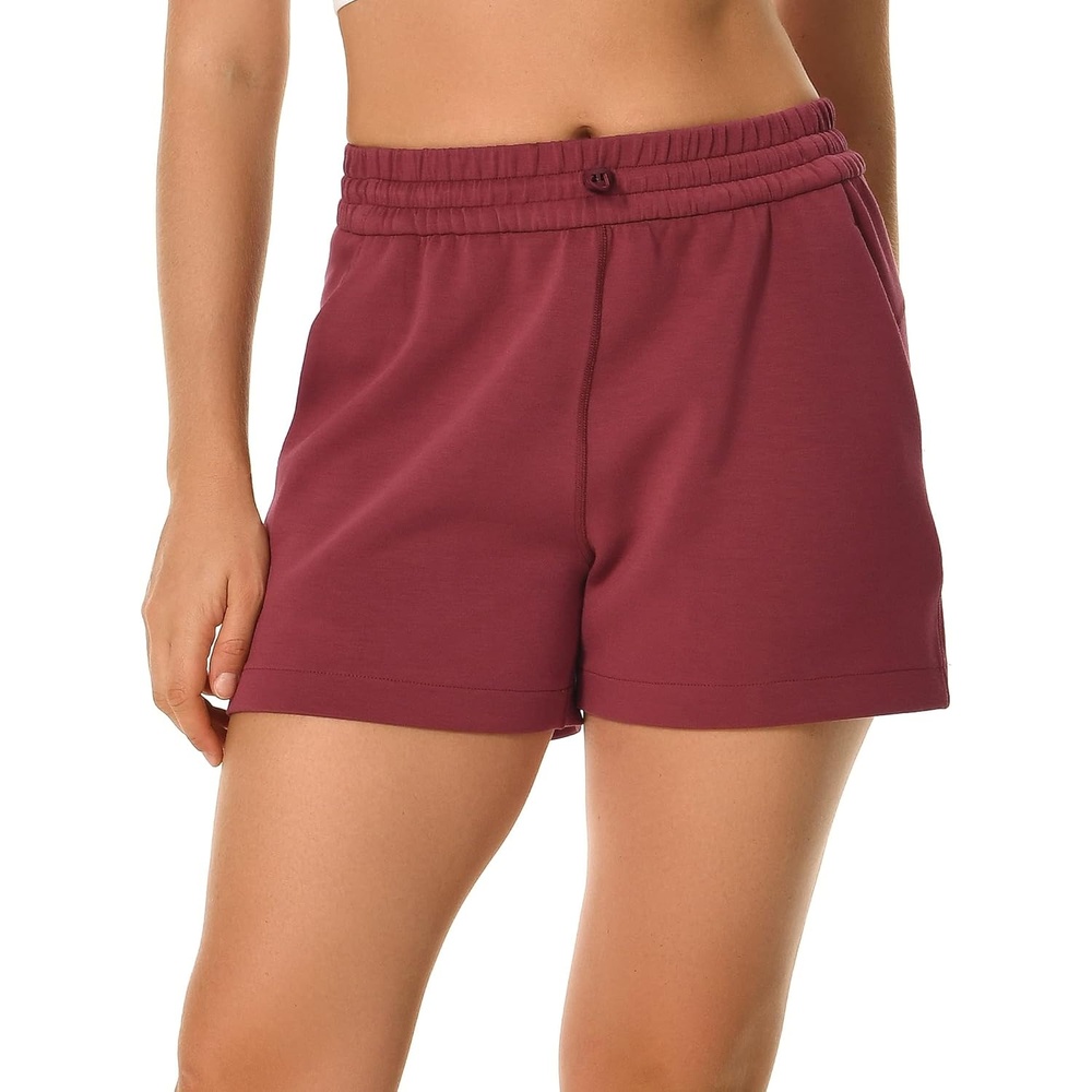 image:imageColorfulkoala Womens High Waisted Ultra Soft Athletic Modal Shorts Casual Summer Lounge Pants with PocketsWine Red