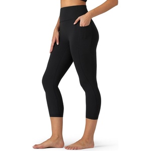 image:imageColorfulkoala Dreamlux No Front Seam Capri Leggings with Pockets for Women  High Waisted 21 Buttery Soft Yoga PantsAblack