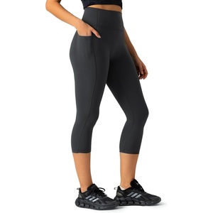 image:imageColorfulkoala Dreamlux No Front Seam Capri Leggings with Pockets for Women  High Waisted 21 Buttery Soft Yoga PantsDark Carbon