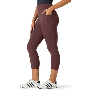 image:imageColorfulkoala Dreamlux No Front Seam Capri Leggings with Pockets for Women  High Waisted 21 Buttery Soft Yoga PantsPlum Red