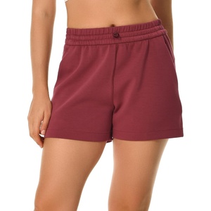 image:imageColorfulkoala Womens High Waisted Ultra Soft Athletic Modal Shorts Casual Summer Lounge Pants with PocketsWine Red