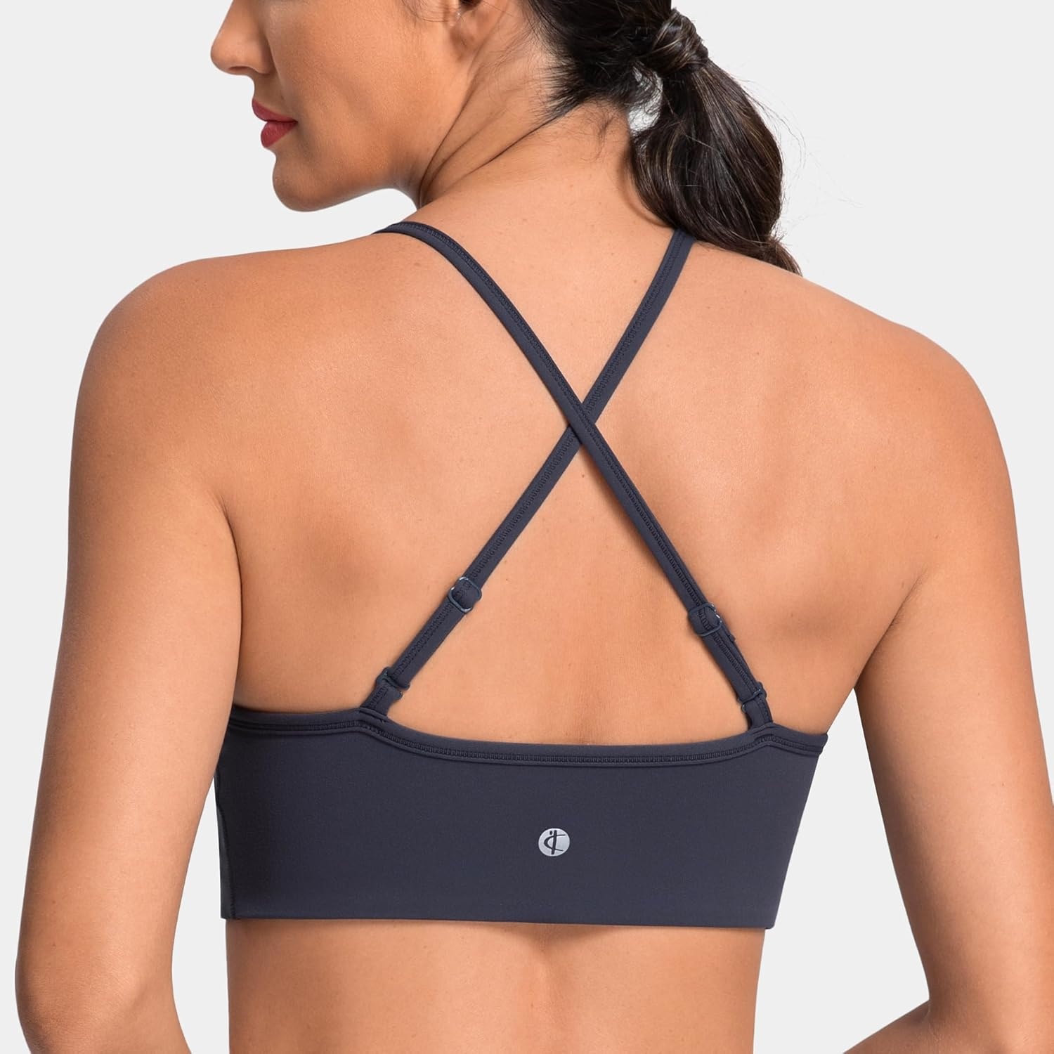 image:imageColorfulkoala Dreamlux Adjustable Spaghetti Strap Sports Bras for Women VNeck Padded Crisscross Back Workout Yoga TopsBlue Ink