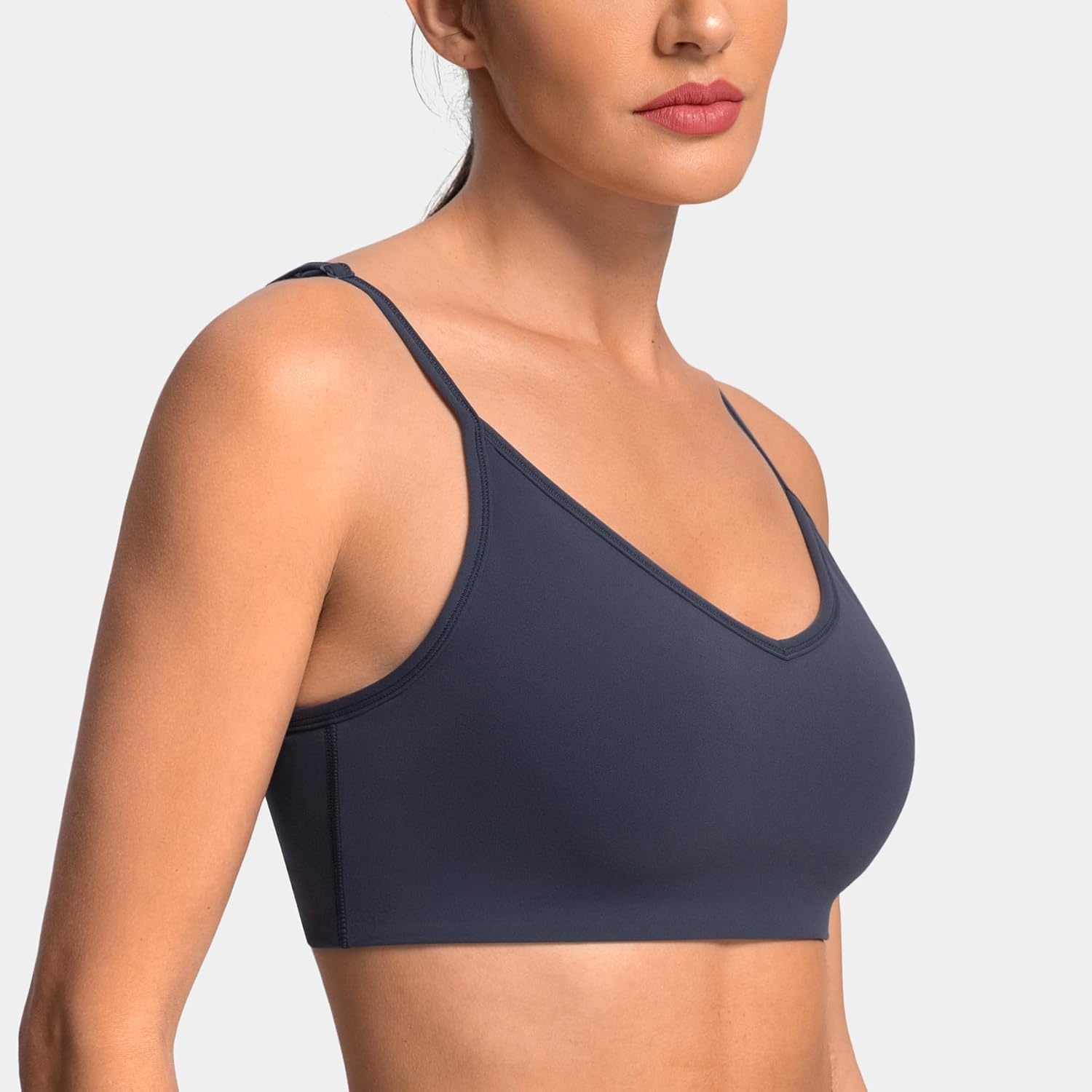 image:imageColorfulkoala Dreamlux Adjustable Spaghetti Strap Sports Bras for Women VNeck Padded Crisscross Back Workout Yoga TopsBlue Ink