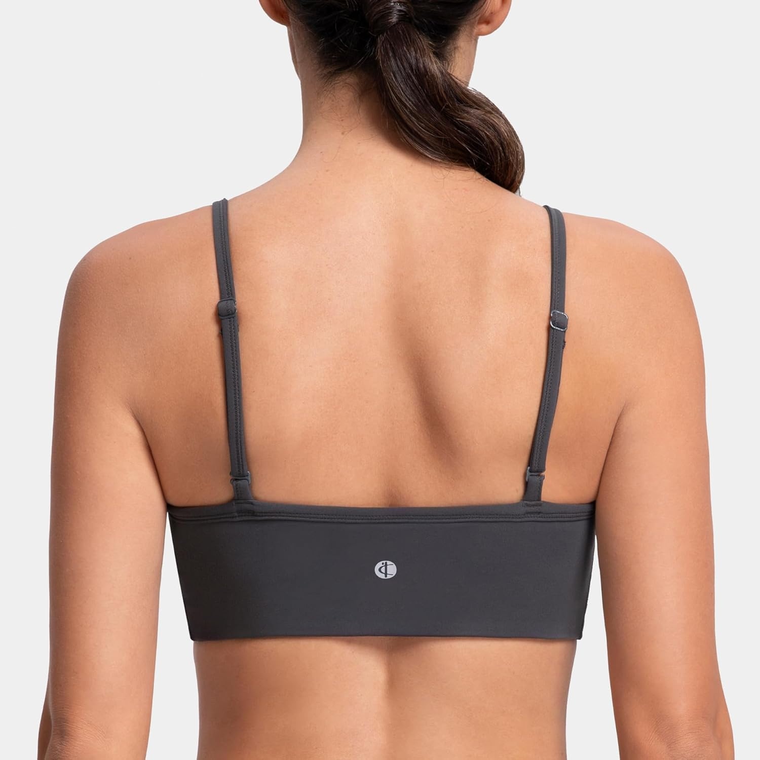 image:imageColorfulkoala Dreamlux Adjustable Spaghetti Strap Sports Bras for Women VNeck Padded Crisscross Back Workout Yoga TopsDark Carobon