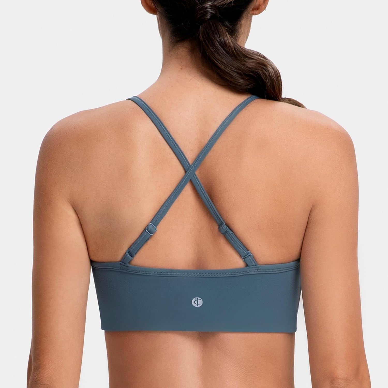 image:imageColorfulkoala Dreamlux Adjustable Spaghetti Strap Sports Bras for Women VNeck Padded Crisscross Back Workout Yoga TopsDark Jasper