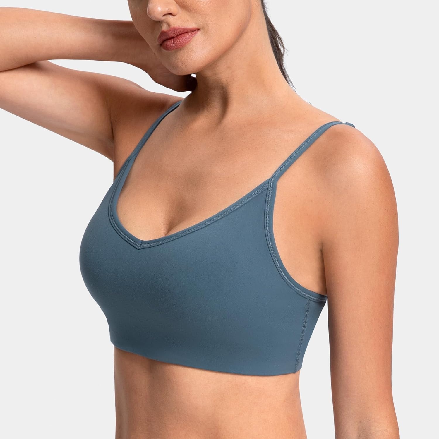 image:imageColorfulkoala Dreamlux Adjustable Spaghetti Strap Sports Bras for Women VNeck Padded Crisscross Back Workout Yoga TopsDark Jasper