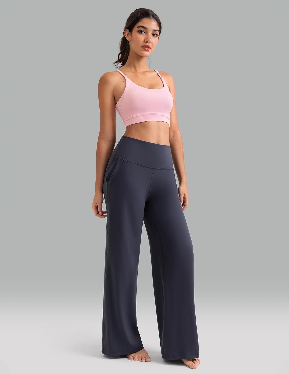 image:imageColorfulkoala Dreamlux Womens HighWaisted Wide Leg Yoga Pants Ultra Soft Casual Lounging Leggings 275295325 InseamBlue Ink