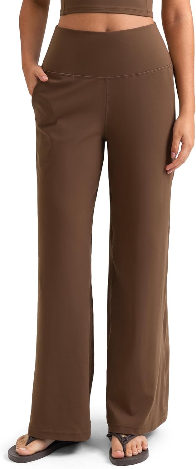 image:imageColorfulkoala Dreamlux Womens HighWaisted Wide Leg Yoga Pants Ultra Soft Casual Lounging Leggings 275295325 InseamCocoa