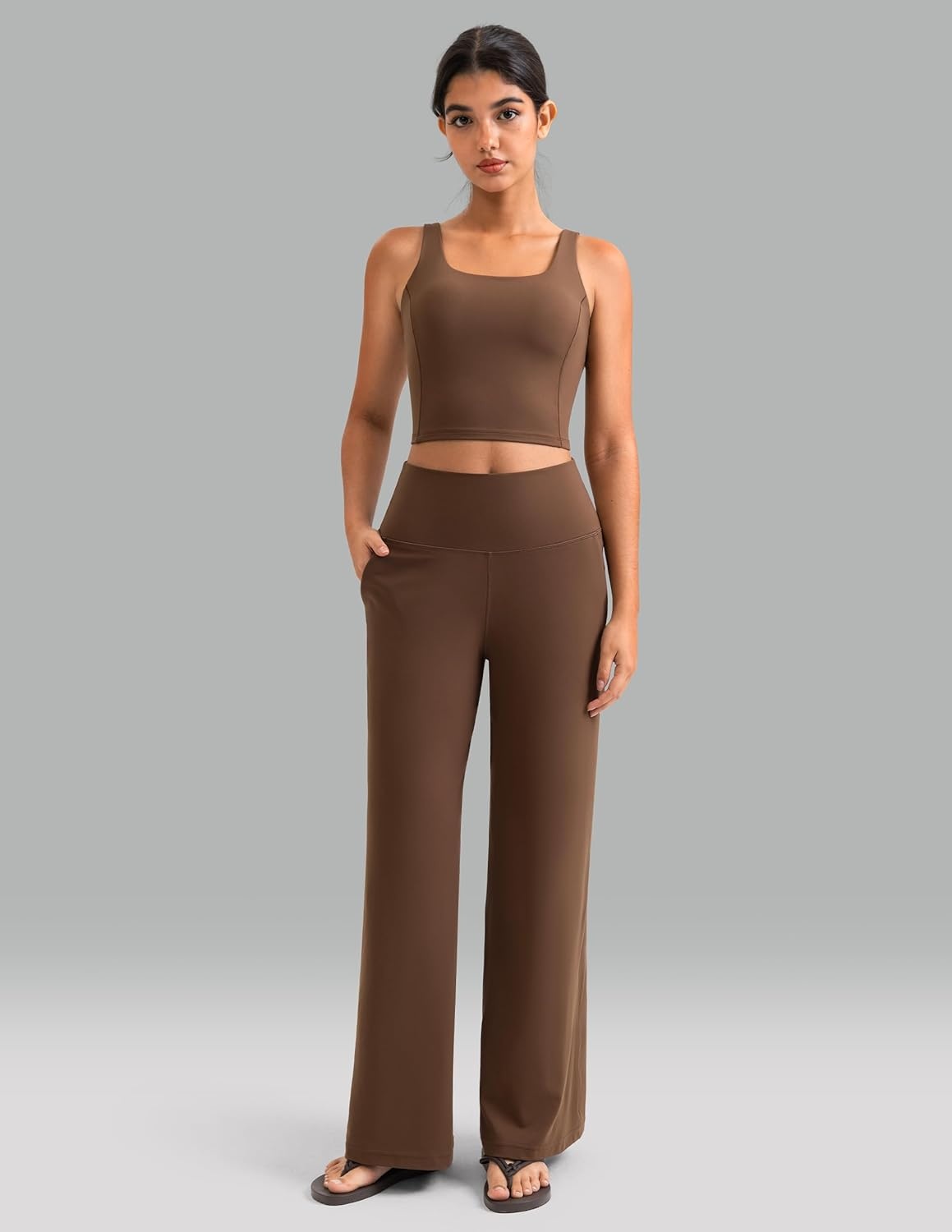 image:imageColorfulkoala Dreamlux Womens HighWaisted Wide Leg Yoga Pants Ultra Soft Casual Lounging Leggings 275295325 InseamCocoa