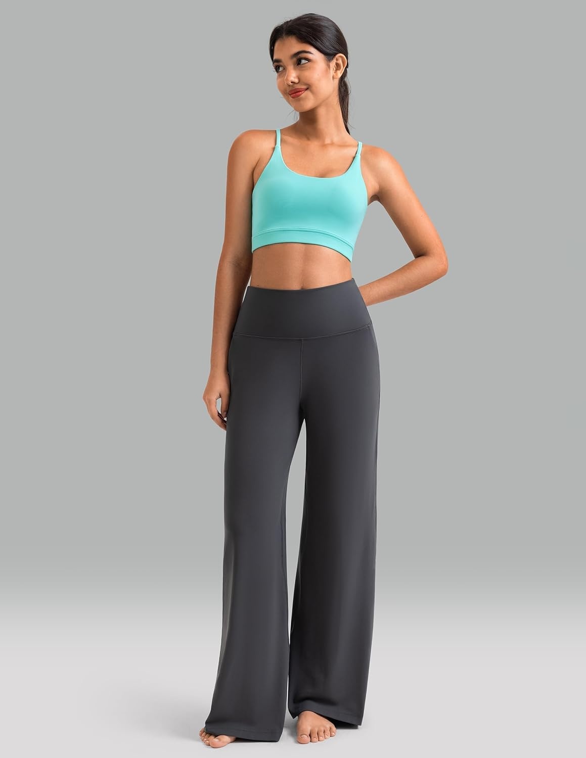 image:imageColorfulkoala Dreamlux Womens HighWaisted Wide Leg Yoga Pants Ultra Soft Casual Lounging Leggings 275295325 InseamDark Carbon