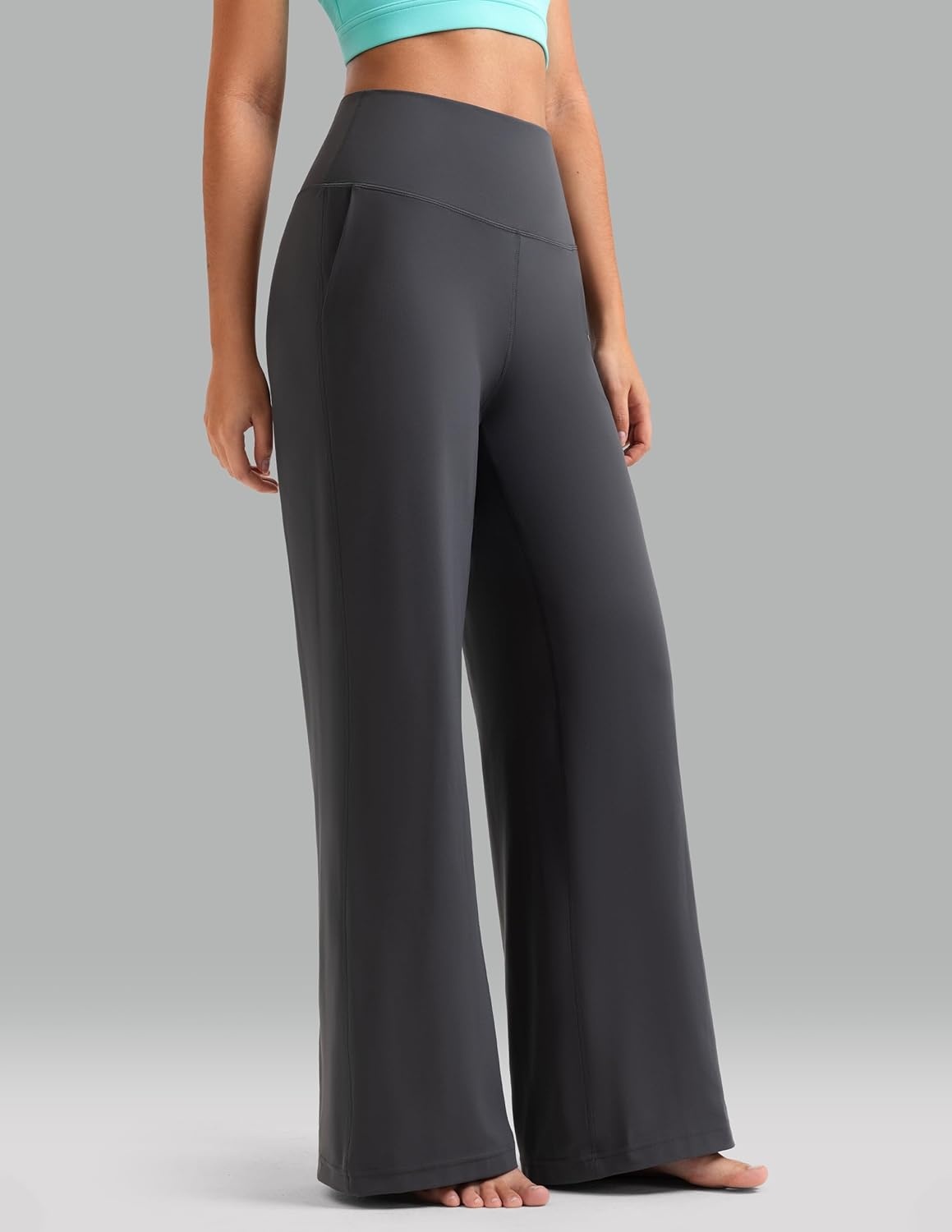 image:imageColorfulkoala Dreamlux Womens HighWaisted Wide Leg Yoga Pants Ultra Soft Casual Lounging Leggings 275295325 InseamDark Carbon