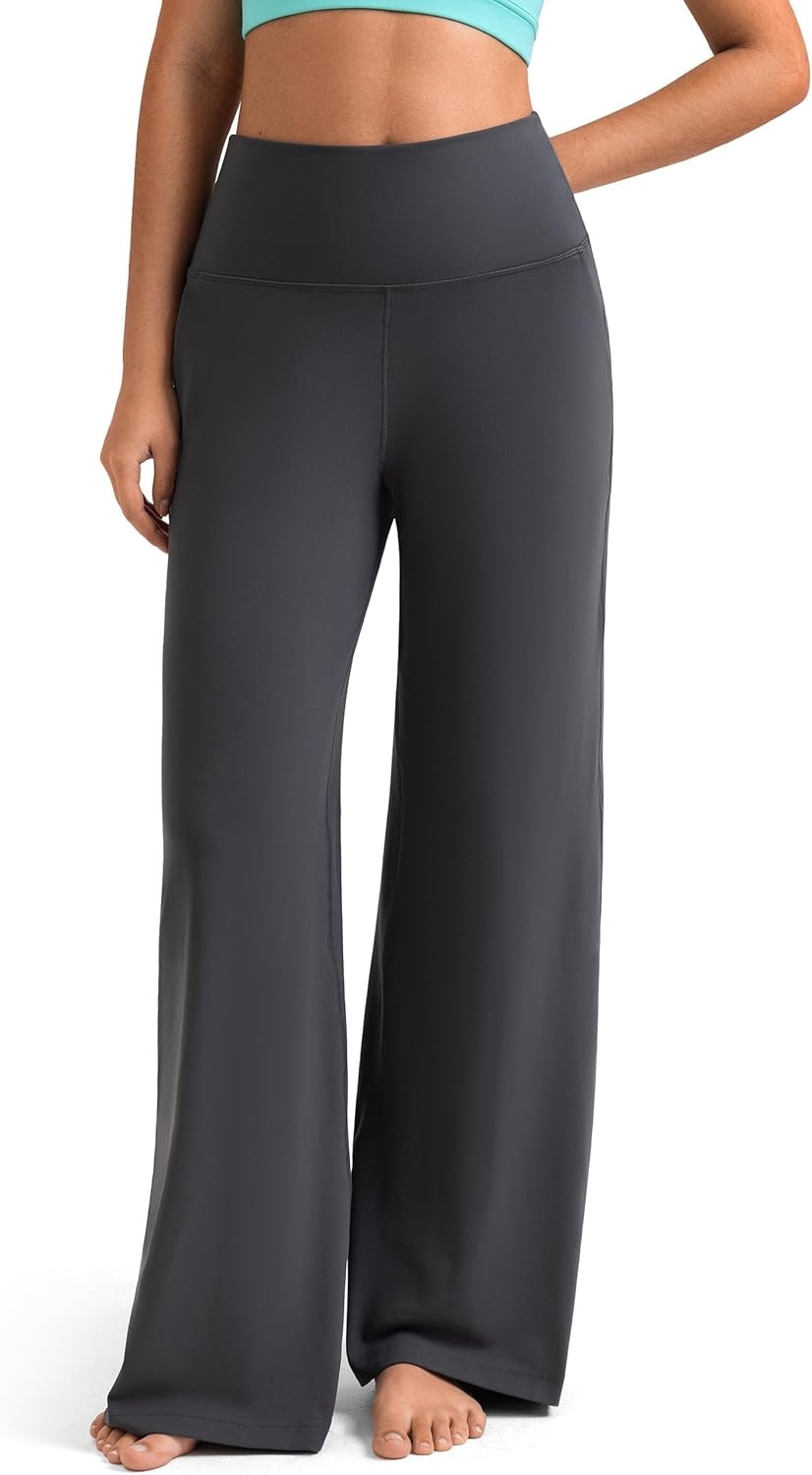 image:imageColorfulkoala Dreamlux Womens HighWaisted Wide Leg Yoga Pants Ultra Soft Casual Lounging Leggings 275295325 InseamDark Carbon