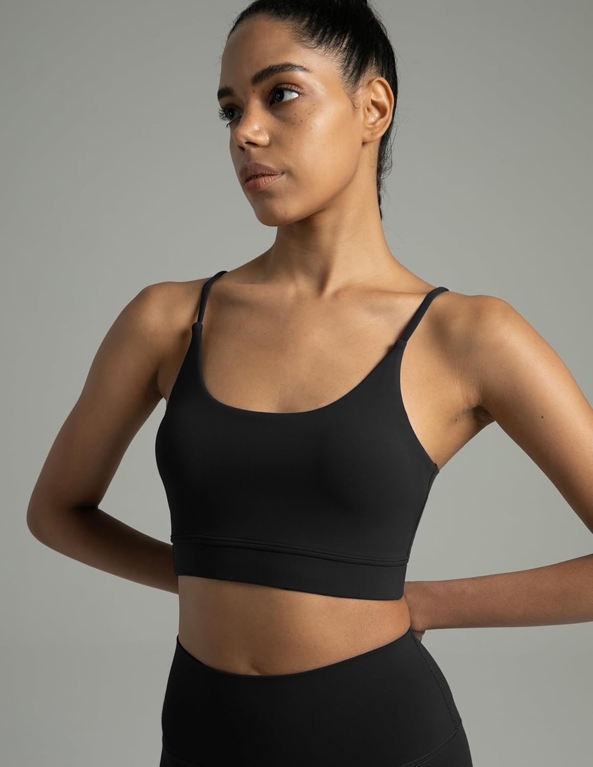 image:imageColorfulkoala Womens Dreamlux Bowknot Strappy Sports Bras Light Impact Workout Yoga TopsBlack