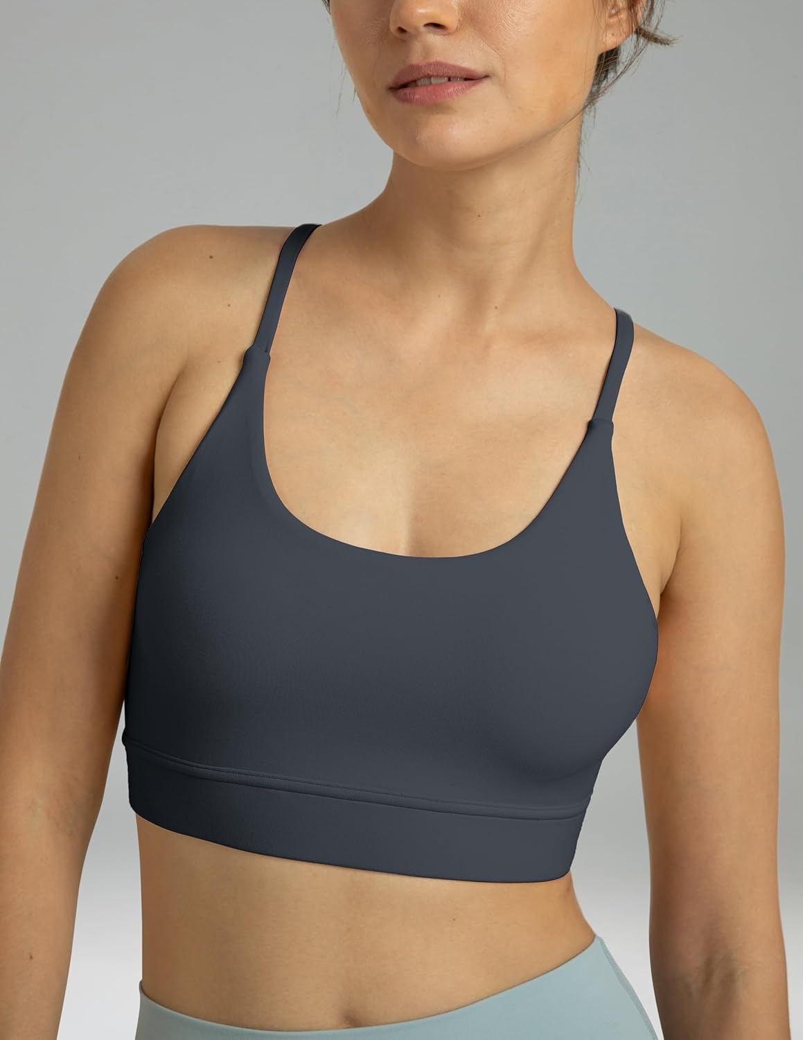 image:imageColorfulkoala Womens Dreamlux Bowknot Strappy Sports Bras Light Impact Workout Yoga TopsBlue Ink