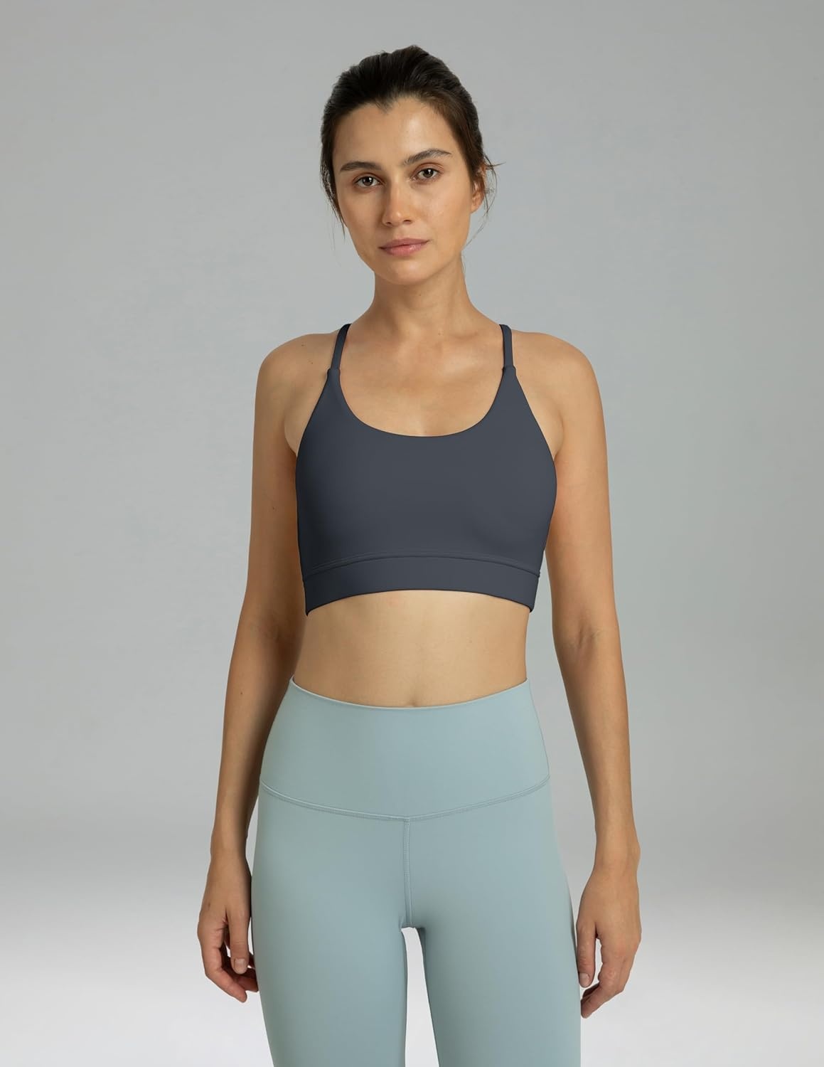 image:imageColorfulkoala Womens Dreamlux Bowknot Strappy Sports Bras Light Impact Workout Yoga TopsBlue Ink