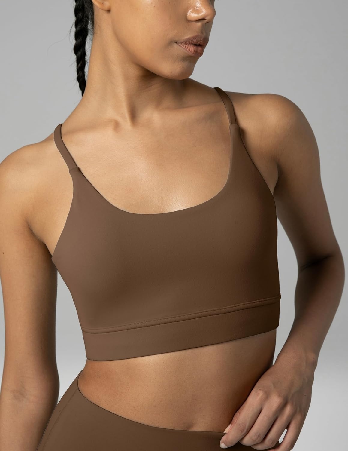 image:imageColorfulkoala Womens Dreamlux Bowknot Strappy Sports Bras Light Impact Workout Yoga TopsCocoa