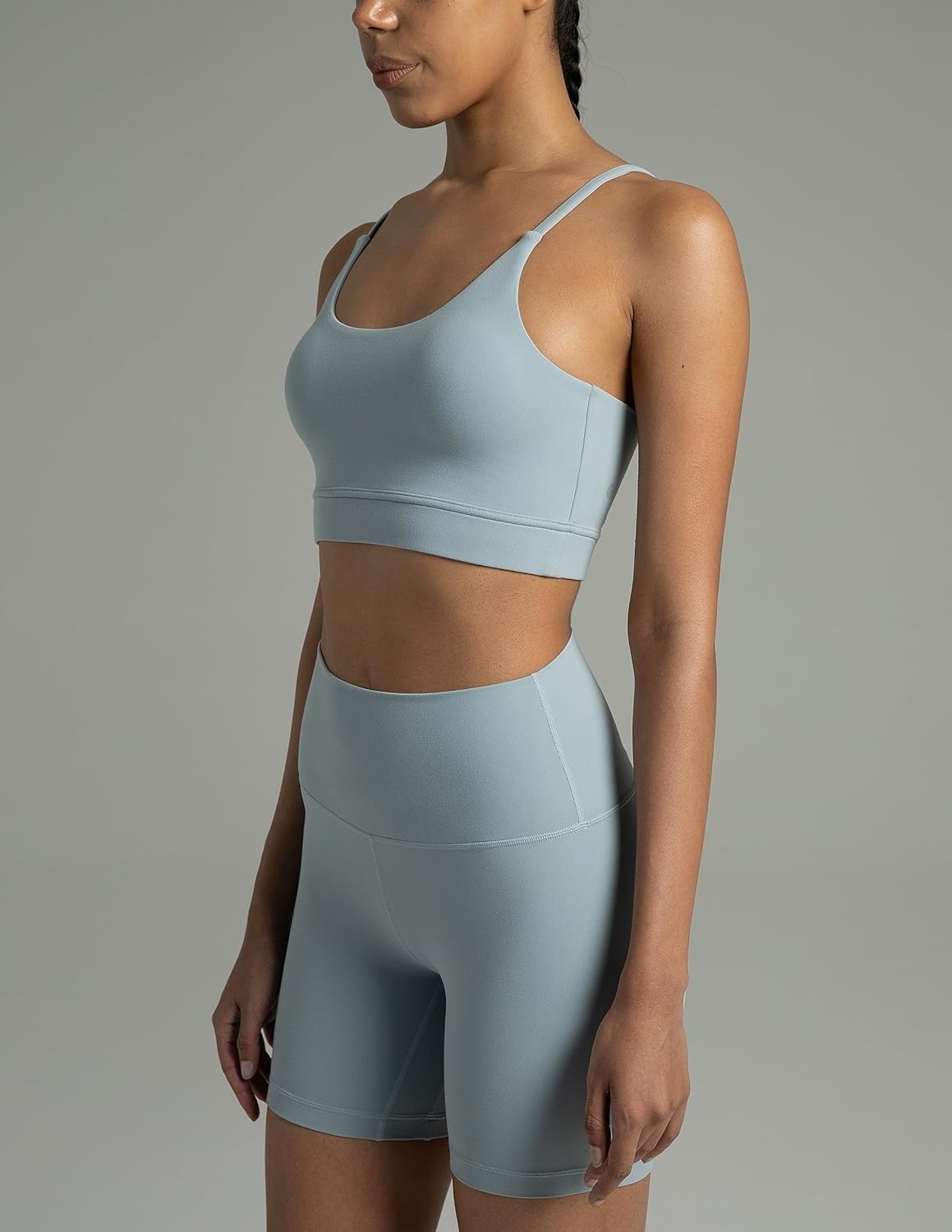 image:imageColorfulkoala Womens Dreamlux Bowknot Strappy Sports Bras Light Impact Workout Yoga TopsFaded Denim