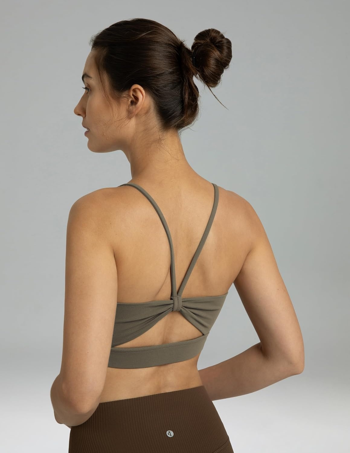 image:imageColorfulkoala Womens Dreamlux Bowknot Strappy Sports Bras Light Impact Workout Yoga TopsMajor Brown