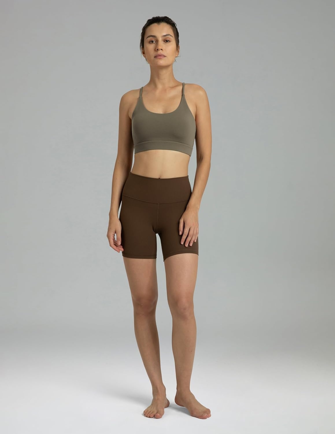image:imageColorfulkoala Womens Dreamlux Bowknot Strappy Sports Bras Light Impact Workout Yoga TopsMajor Brown