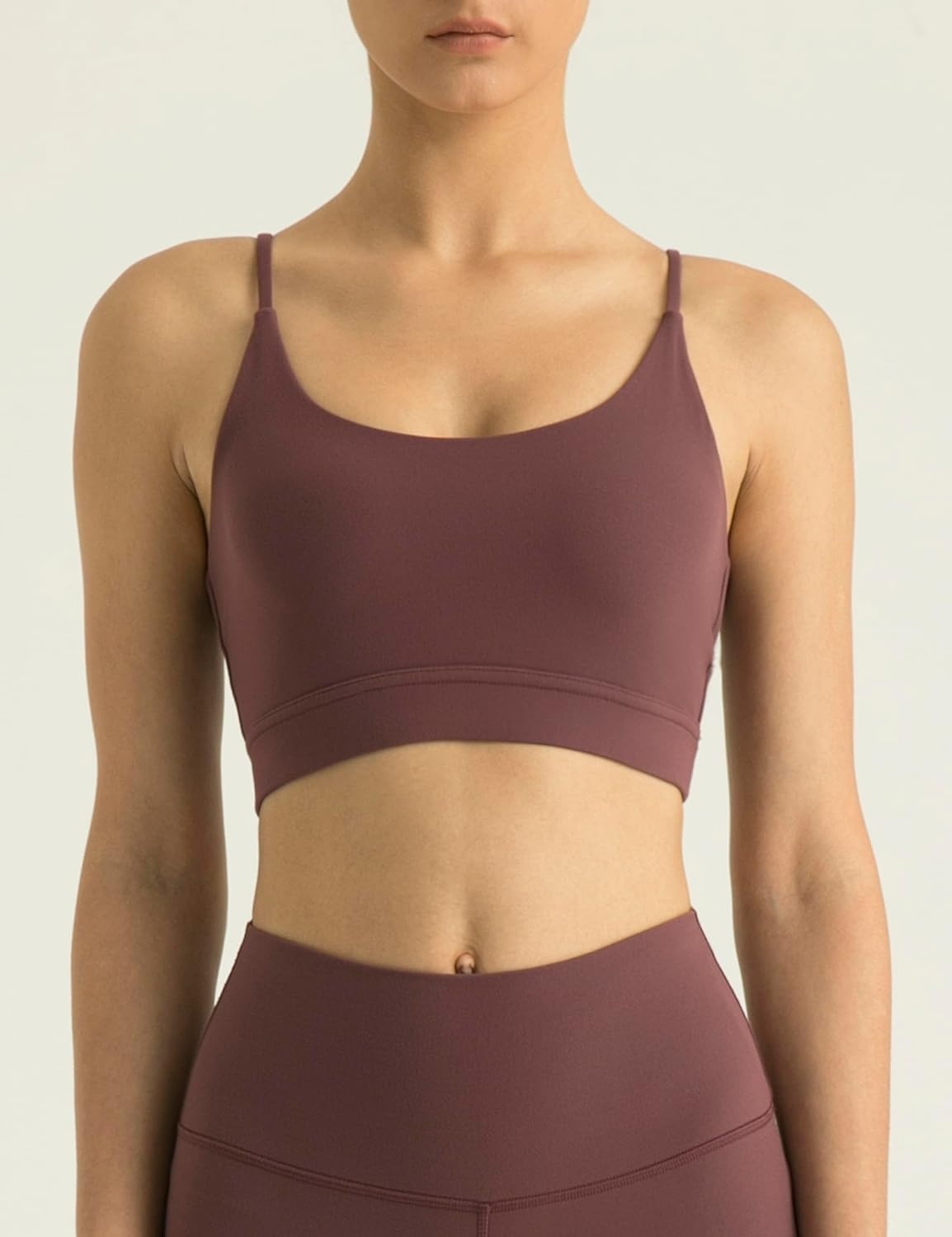 image:imageColorfulkoala Womens Dreamlux Bowknot Strappy Sports Bras Light Impact Workout Yoga TopsPlum Red
