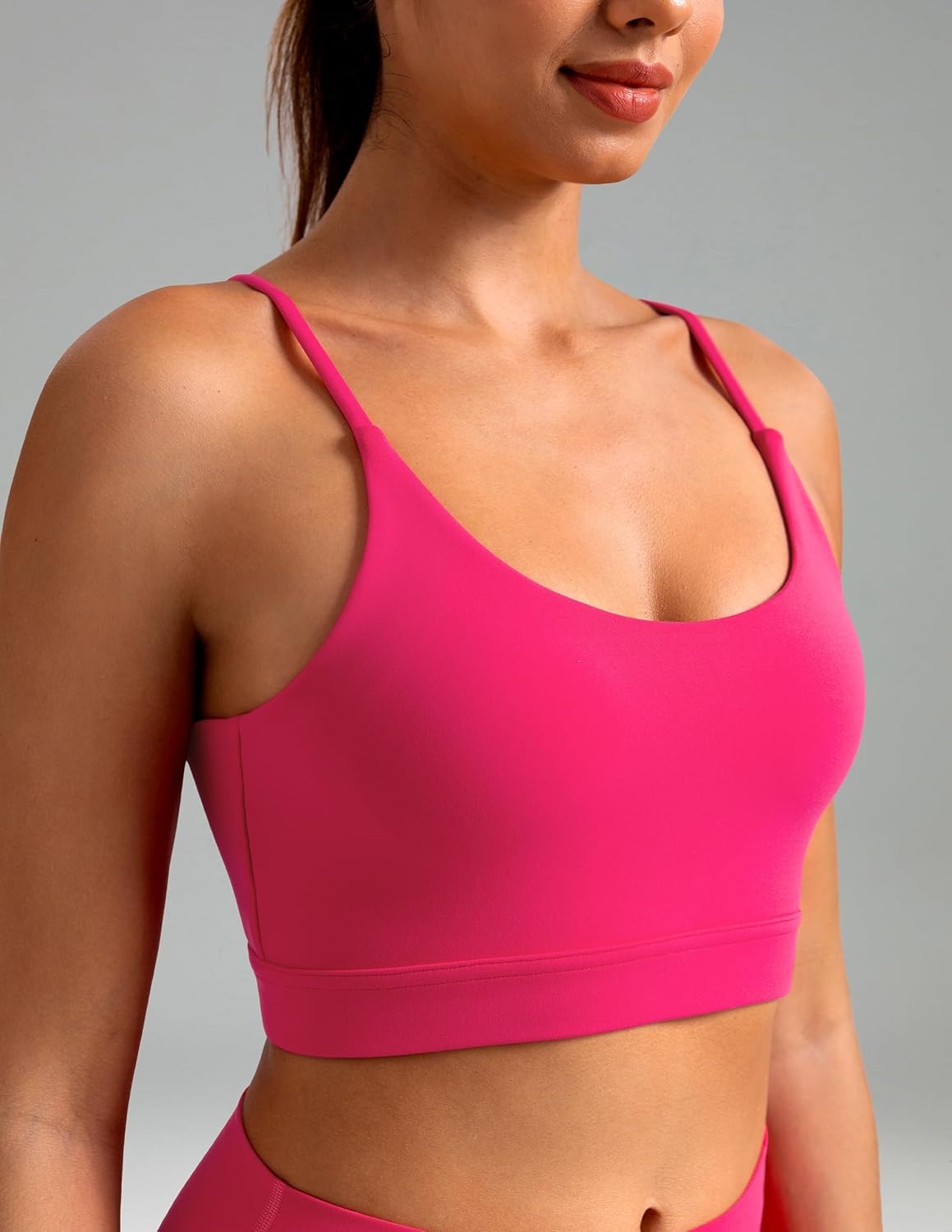image:imageColorfulkoala Womens Dreamlux Bowknot Strappy Sports Bras Light Impact Workout Yoga TopsRaspberry