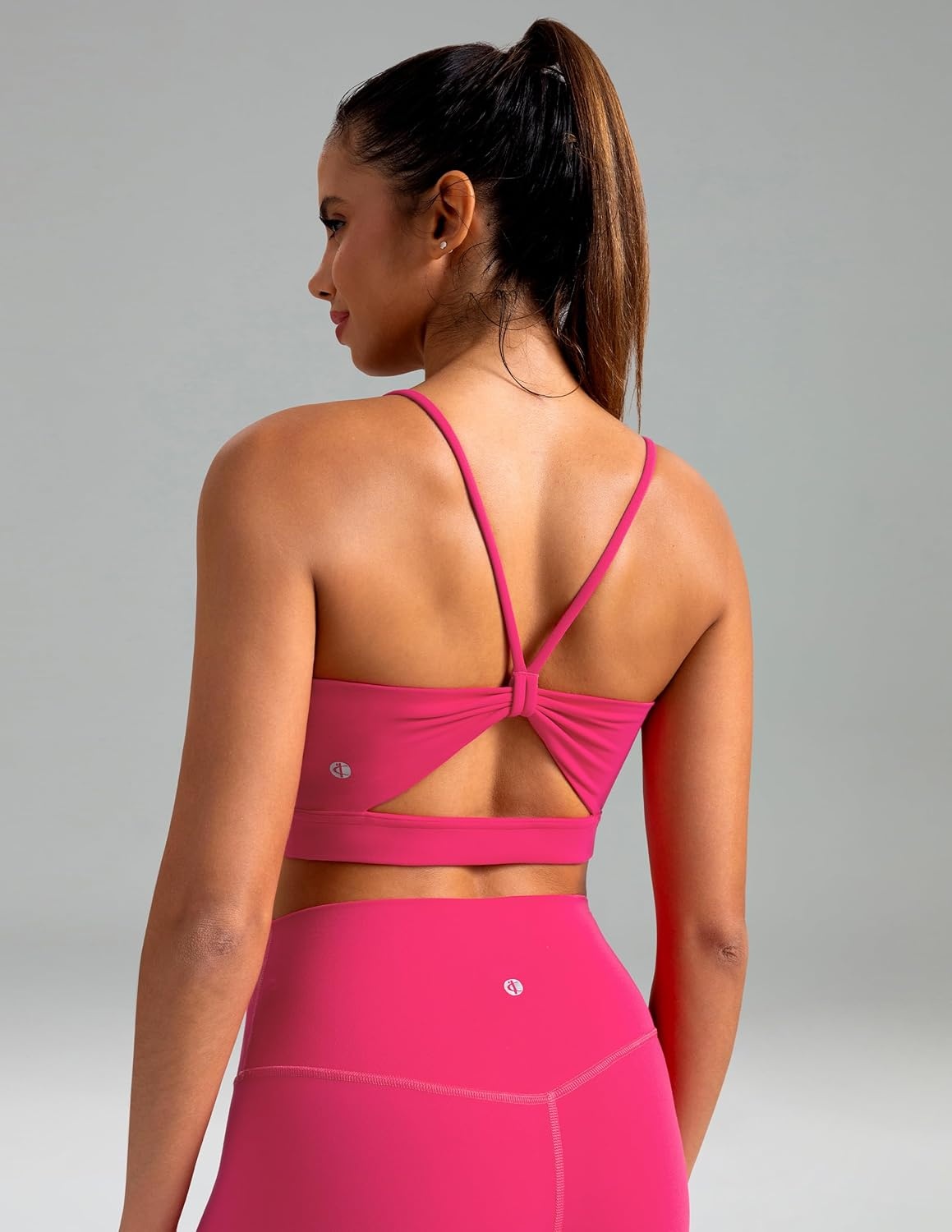 image:imageColorfulkoala Womens Dreamlux Bowknot Strappy Sports Bras Light Impact Workout Yoga TopsRaspberry